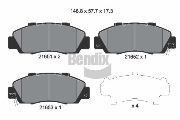 Bendix USA BPD1825 Brake Pad Set, disc brake BPD1825