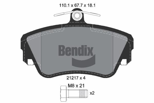 Bendix USA BPD1768 Brake Pad Set, disc brake BPD1768