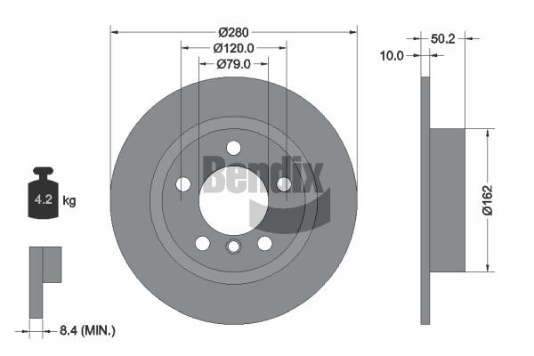 Brake rotor Mini Mini Paceman: BDS1386 Bendix USA Brake disc