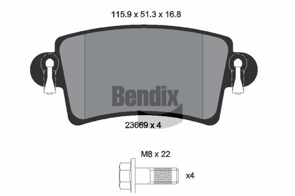 Bendix USA BPD1107 Brake Pad Set, disc brake BPD1107
