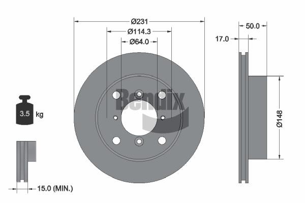 Bendix USA BDS1688 Brake disc BDS1688 BDS1688 Bendix USA Brake disc