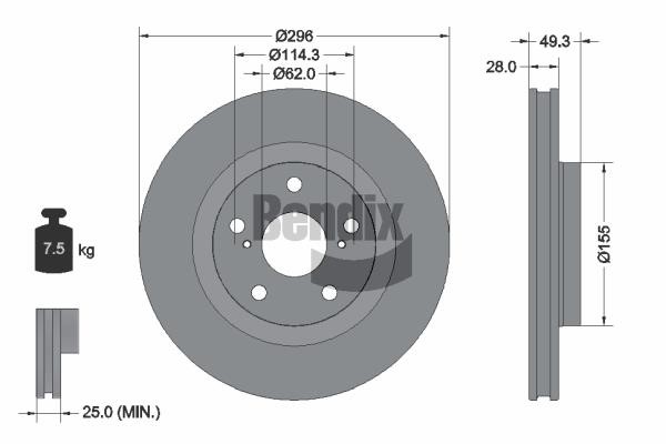 Bendix USA BDS1128 Brake disc BDS1128 BDS1128 Bendix USA Brake disc