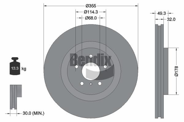 Bendix USA BDS1865HC Brake disc BDS1865HC BDS1865HC Bendix USA Brake disc