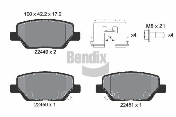 Bendix USA BPD1422 Brake Pad Set, disc brake BPD1422