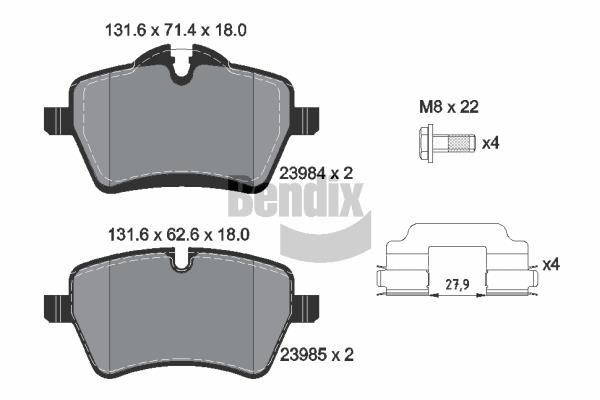 Bendix USA BPD1352 Brake Pad Set, disc brake BPD1352