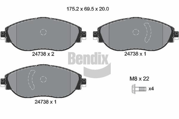 Bendix USA BPD1598 Brake Pad Set, disc brake BPD1598