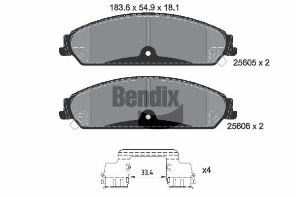 Bendix USA BPD2255 Brake Pad Set, disc brake BPD2255
