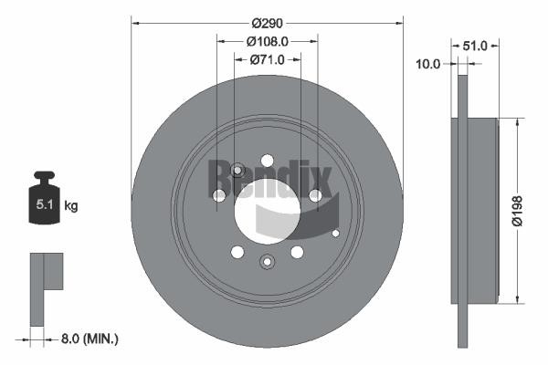 Brake discs Peugeot 607: BDS1452 Bendix USA Brake disc