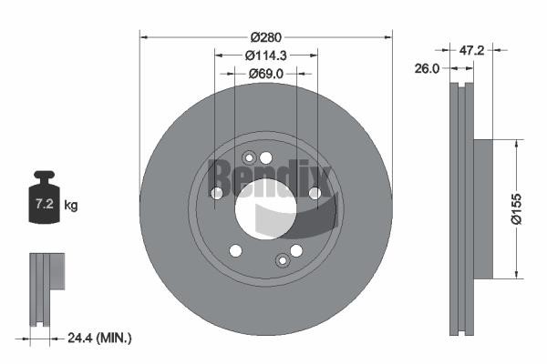 Bendix USA BDS1206HC Brake disc BDS1206HC BDS1206HC Bendix USA Brake disc