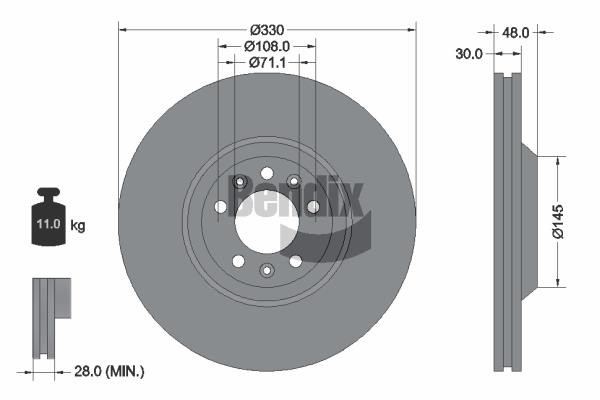 Bendix USA BDS1259 Brake disc BDS1259 BDS1259 Bendix USA Brake disc