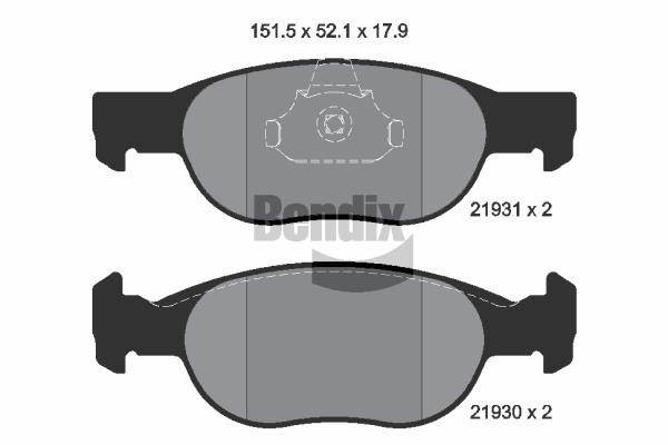 Bendix USA BPD1864 Brake Pad Set, disc brake BPD1864