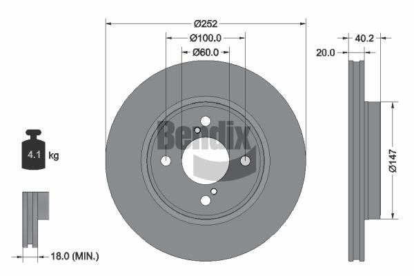 BDS1591 Bendix USA Brake disc