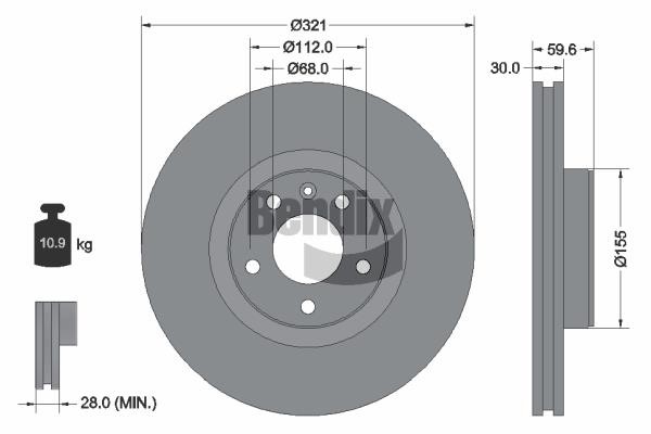 BDS1185HC Bendix USA Brake disc