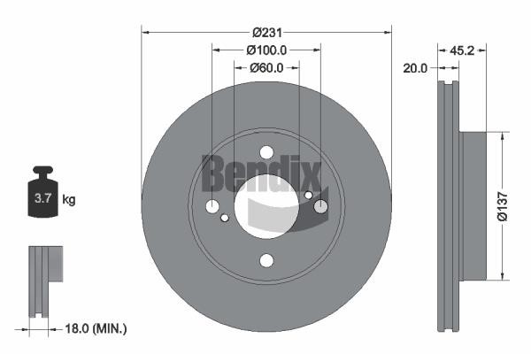 BDS2119 Bendix USA Brake disc