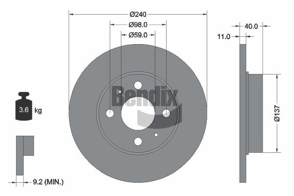 BDS1020 Bendix USA Brake disc
