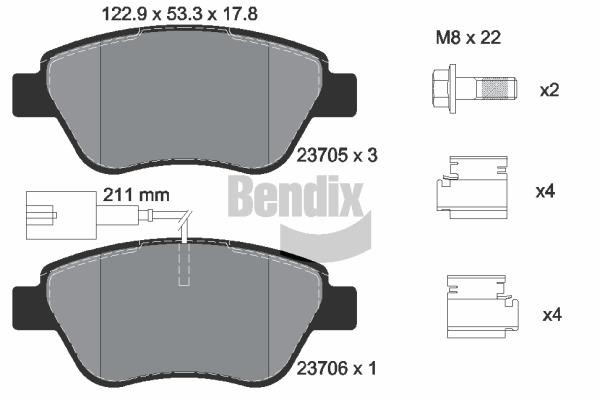 Bendix USA BPD1028 Brake Pad Set, disc brake BPD1028