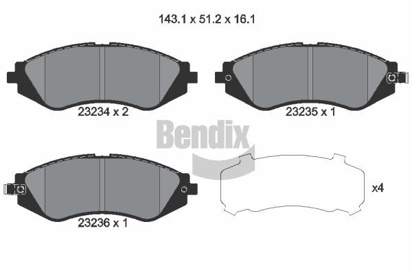 Bendix USA BPD1949 Brake Pad Set, disc brake BPD1949