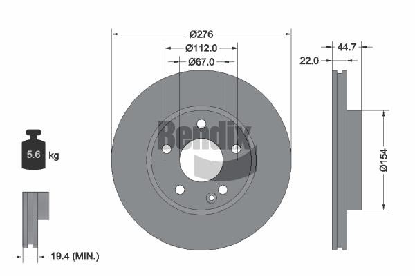 Bendix USA BDS1119 Brake disc BDS1119