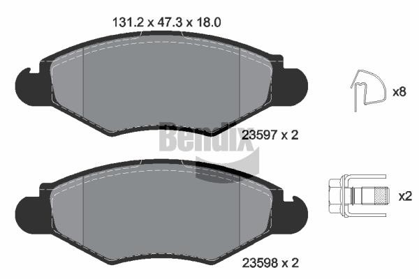 Bendix USA BPD1024 Brake Pad Set, disc brake BPD1024