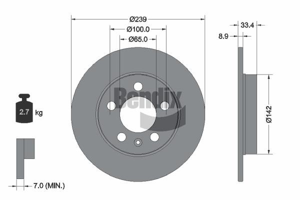 BDS1668 Bendix USA Brake disc