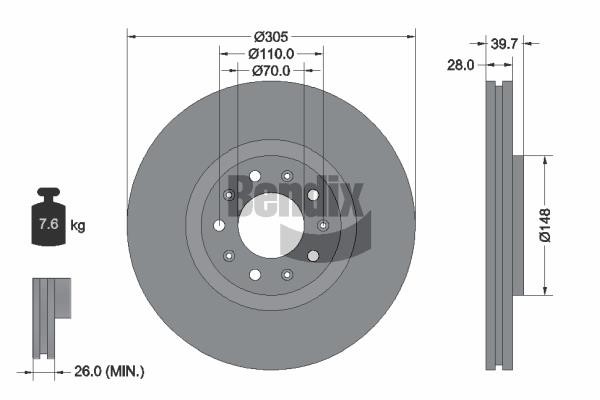 Bendix USA BDS1245 Brake disc BDS1245 BDS1245 Bendix USA Brake disc