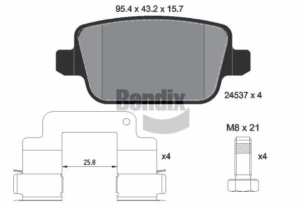 Bendix USA BPD1432 Brake pad set BPD1432 BPD1432 Bendix USA Brake pad set
