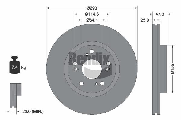 Bendix USA BDS1733 Brake disc BDS1733 BDS1733 Bendix USA Brake disc