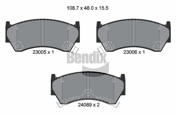 Bendix USA BPD1903 Brake Pad Set, disc brake BPD1903