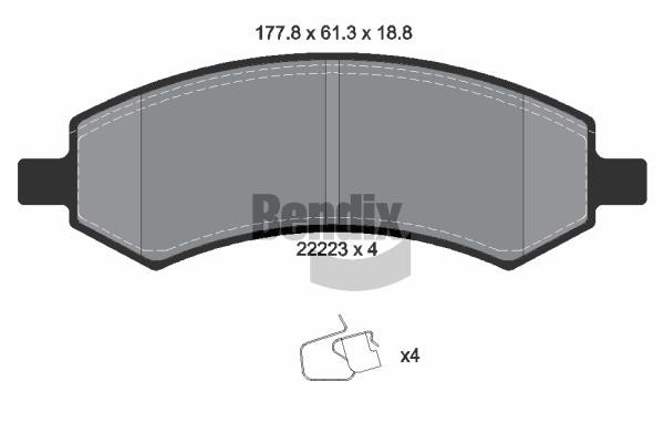 Disc brake pad set Chrysler Aspen: BPD1878 Bendix USA Brake pad set