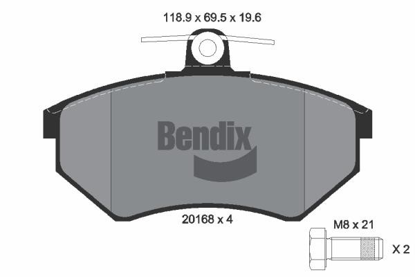 Bendix USA BPD1284 Brake Pad Set, disc brake BPD1284