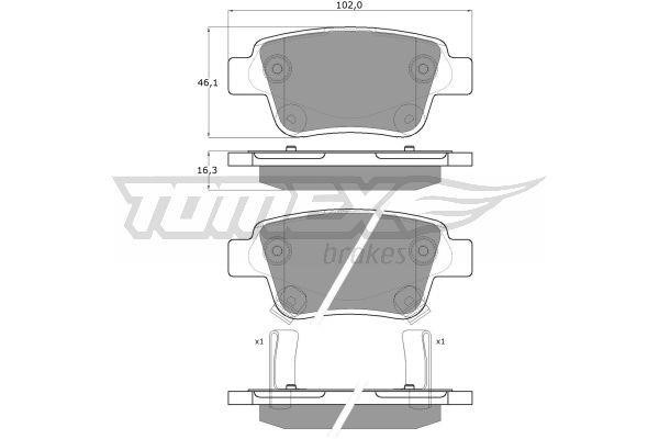 Tomex TX 13-62 Brake Pad Set, disc brake TX1362