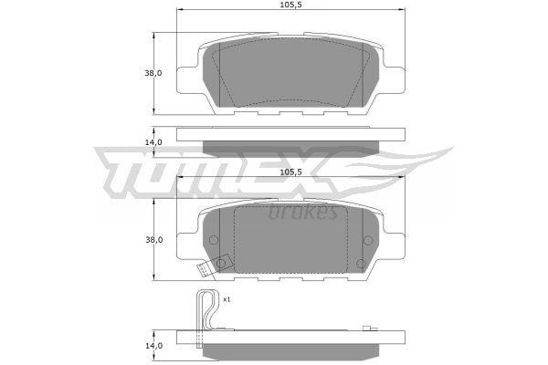 Tomex TX 14-21 Brake Pad Set, disc brake TX1421