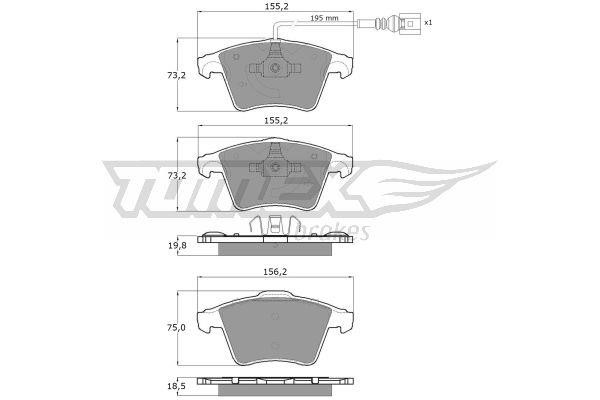 Tomex TX 13-93 Brake Pad Set, disc brake TX1393