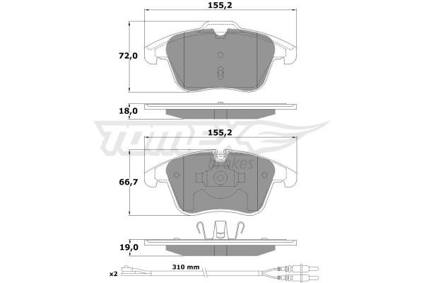 Tomex TX 16-55 Brake Pad Set, disc brake TX1655