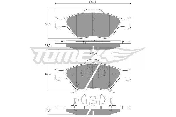 Tomex TX 15-00 Brake Pad Set, disc brake TX1500