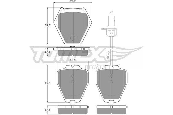 Tomex TX 15-12 Brake Pad Set, disc brake TX1512