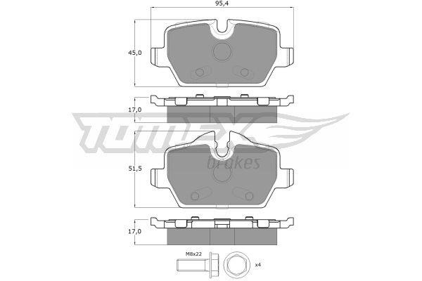 Tomex TX 14-34 Brake Pad Set, disc brake TX1434