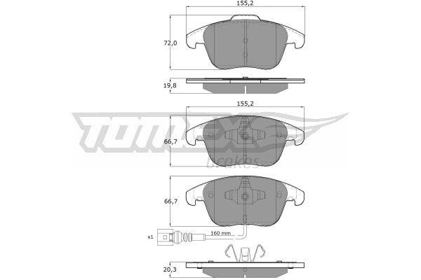 Tomex TX 15-82 Brake Pad Set, disc brake TX1582