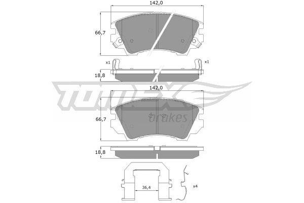 Tomex TX 16-34 Brake Pad Set, disc brake TX1634