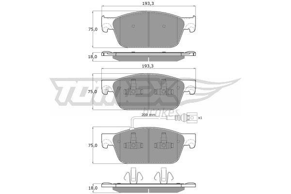 Tomex TX 16-46 Brake Pad Set, disc brake TX1646