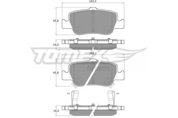 Tomex TX 16-29 Brake Pad Set, disc brake TX1629