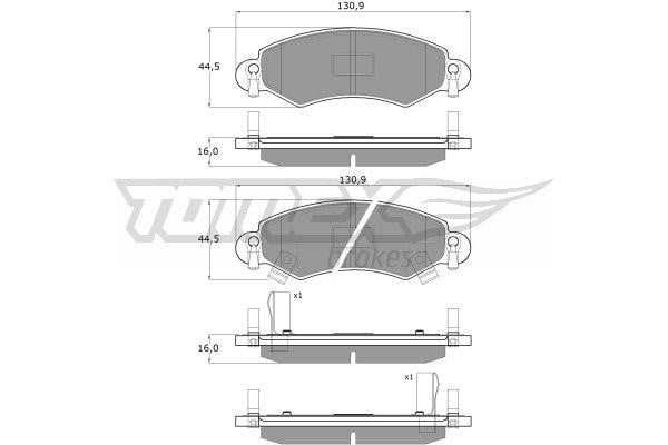 Tomex TX 12-96 Brake Pad Set, disc brake TX1296