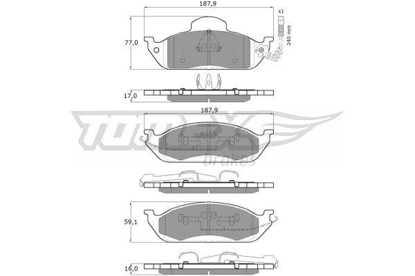 Tomex TX 12-83 Brake Pad Set, disc brake TX1283