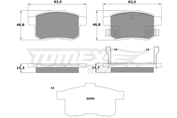 Tomex TX 17-54 Rear disc brake pads, set TX1754