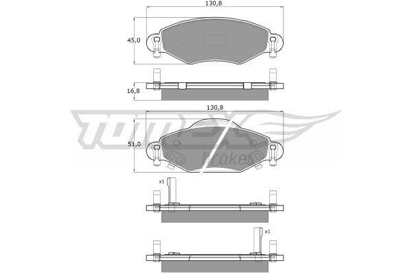 Tomex TX 13-89 Brake Pad Set, disc brake TX1389