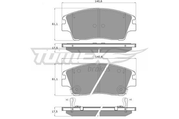 Tomex TX 18-67 Brake Pad Set, disc brake TX1867