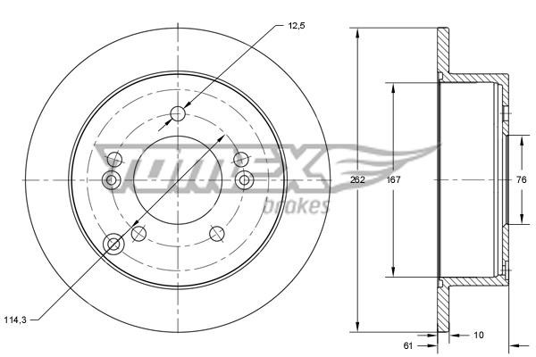 Tomex TX 73-36 Rear brake disc, non-ventilated TX7336