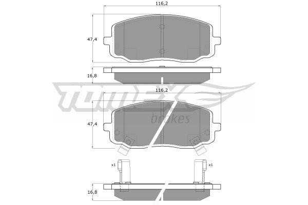 Tomex TX 15-74 Brake Pad Set, disc brake TX1574