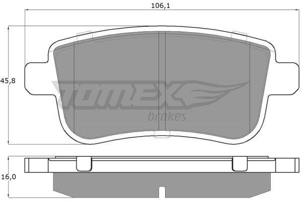 Tomex TX 16-38 Brake Pad Set, disc brake TX1638