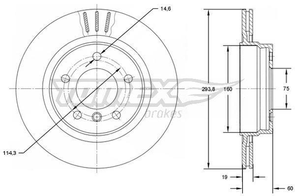 Tomex TX 72-90 Rear ventilated brake disc TX7290